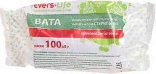 Изображение товара «Вата хирургич стер EVERS Life гигр (01-04-1-04) уп. 100г N1»
