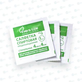 Изображение товара «Салфетки спиртовые д/инъекц Evers Life (01-05-1-02) шт. 40х40мм N1»