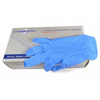Изображение товара «Перчатки нитрил S ГОЛУБЫЕ DISPODENT текстур неопуд  н/стер пара. N50»