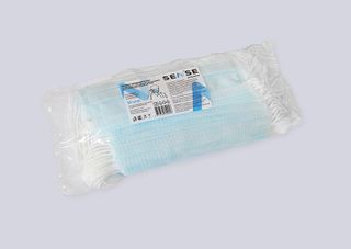 Изображение товара «Маска 3-х слойная на рез фик носовой голубая п/э уп. N50»