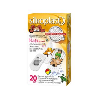 Изображение товара «Пластырь SILKOPLAST Kid's (детск,c рисунк животн,влагостойк,2вида) шт. N20»