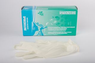 Изображение товара «Перчатки латек L "SitekMed"  текстур неопуд  н/стер Double ЖЕЛТЫЕ  пара. N50»