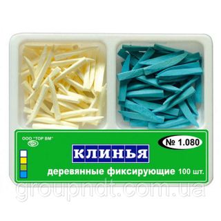 Изображение товара «Клинья деревянные фиксирующие 2-х типов (белые+голубые) 1.080 шт. N100»