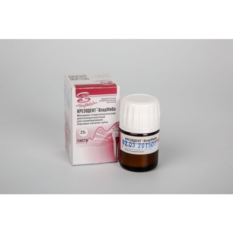 Крезодент паста для пломб каналов в неполной экстирпацией фл. 25гр N1