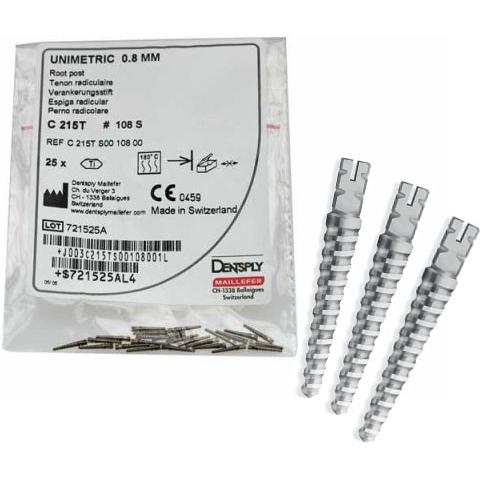 Штифты титан внутриканальные 0.8 мм Юниметрик №C215Т/108L (белые) шт N25