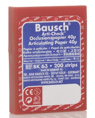 Бумага окклюзионная ВК-63 40мкм син/красн в пласт боксе Bausch Arti-Chek шт.N200
