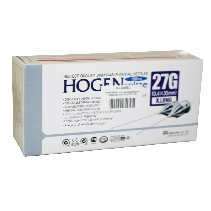 Иглы карпульные 0.4х35мм HOGEN Spitze (Корея) 27G стом шт. N100