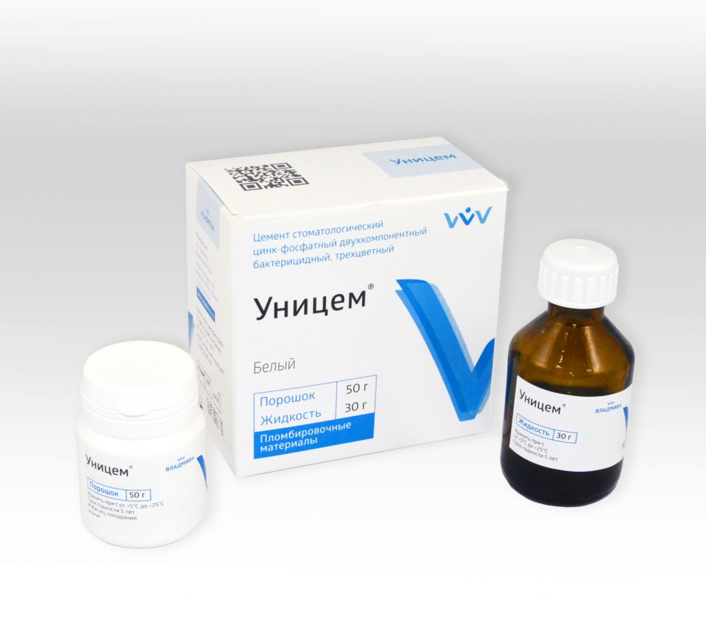 Уницем бактерицидный цинкфосфатный цемент набор (50гр+30гр) уп. N1