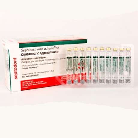 СЕПТАНЕСТ 1:200000 с адренал (40мг+5мкг/мл) карп. 1,7мл (DS153) N50